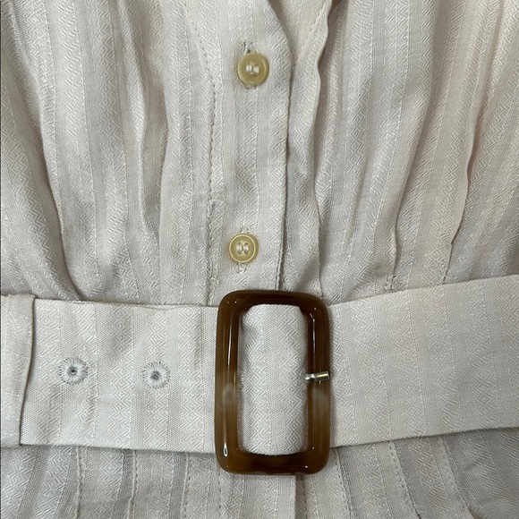 Free People Ivory Buckle Boho Long Sleeve Flowy  Fitted Blouse Size L - Picture 13 of 13